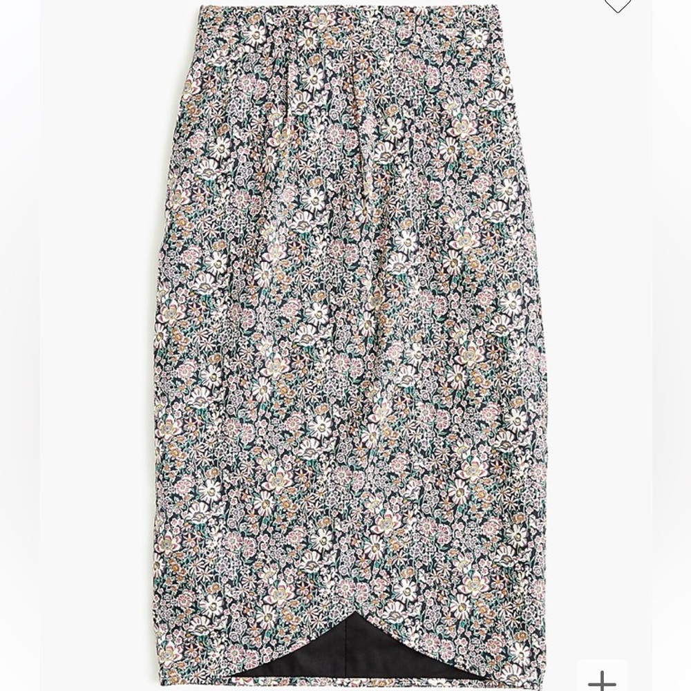 JCrew Tie-back wrap tulip pencil skirt Liberty floral taupe pink sz 8 K7715